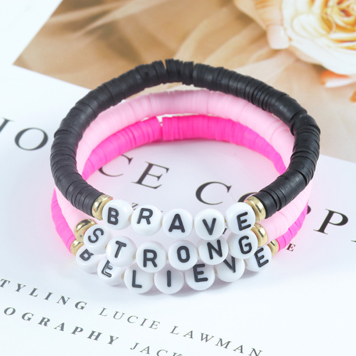 Foreign Trade Hot-Selling New LOVE Letter Soft Clay Bracelet European and American BFF Best Friend Bracelet霉霉 Friendship Bracelet