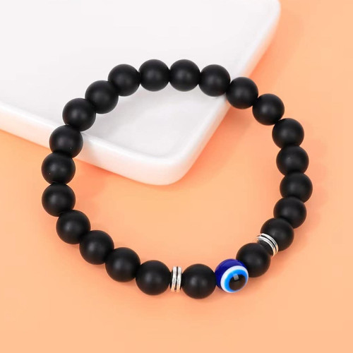 Amazon Hot Selling Devil's Eye Bracelet Blue Evil Eye Frosted Beads Single Circle Tiger Eye Stone Bracelet