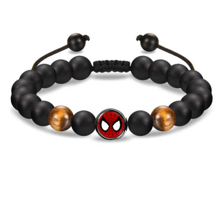 Amazon Hot Selling Obsidian Matte Braided Bracelet Men's Football Fashion Tiger Eye Stone Volcanic Stone Beaded Bracelet