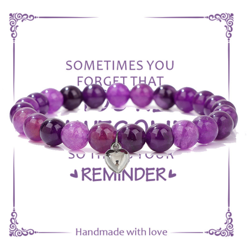 New Purple Striped Agate Bracelet Pink Crystal Morganite Beaded Bracelet for Men and Women Friendship Heart Beaded Jewelry Amazon