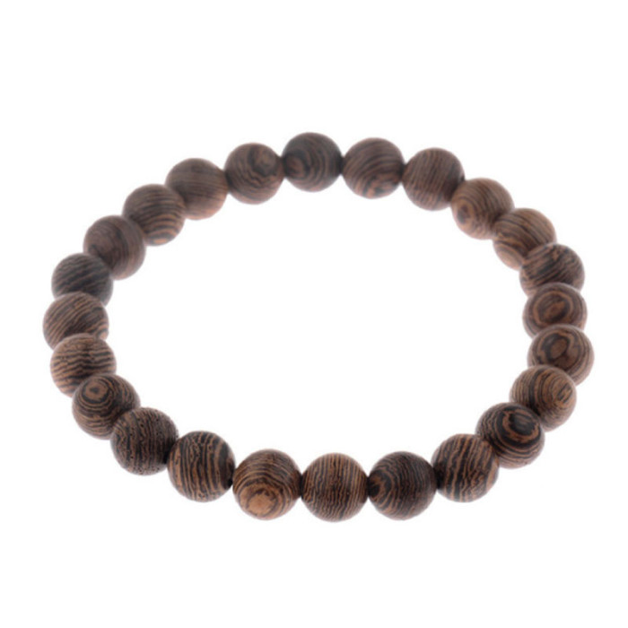 8mm New Style Wooden Bead Bracelet for Men, Volcanic Stone White Pine Red Pine Black Agate Stone Bead Bracelet for Women, European and American Style Bracelet