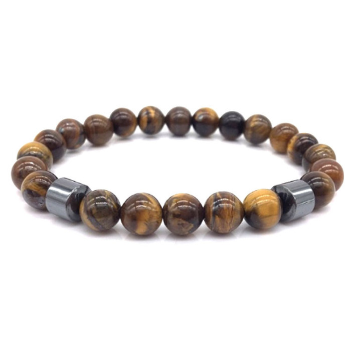 Cross-Border Fashion Jewelry Wholesale New Black Stone Tiger Eye Bead Bracelet Map Stone Bracelet Magnetic Bracelet New Arrival