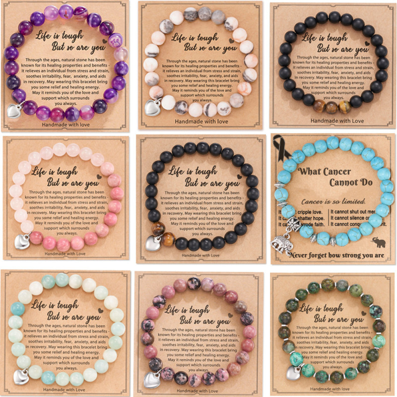 Cross-Border Jewelry Pink Zebra Stone Bead Bracelet Festival Gift for Men and Women Friendship Heart Bead Bracelet Wholesale Hot Item