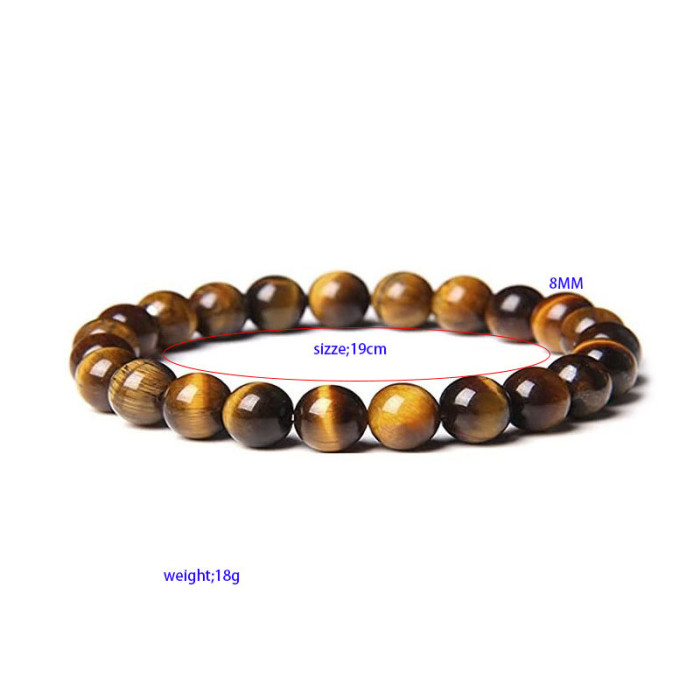 Amazon Hot Sale 8mm Stone Bracelet Amazon Volcanic Stone Tiger Eye Stone Rose Quartz Elastic Bracelet Set Wholesale