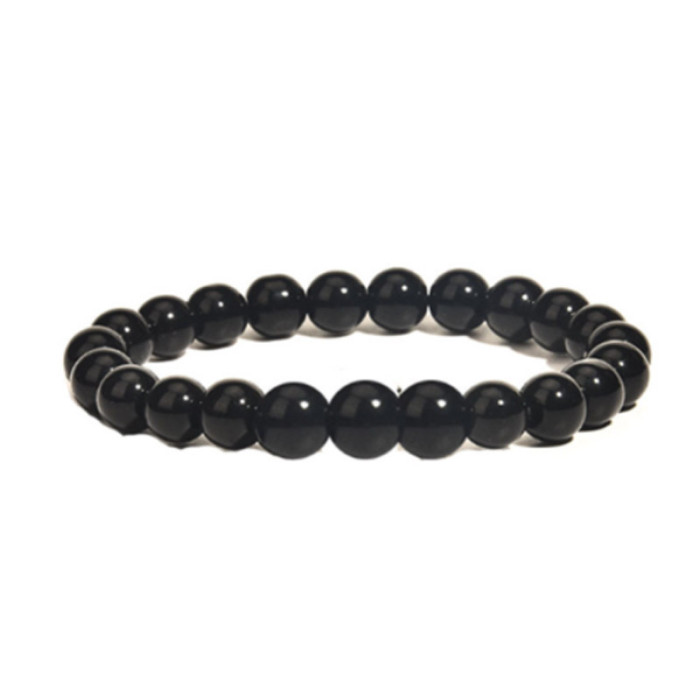 Amazon Hot Sale European and American 8mm Tiger Eye Stone White Pine Agate Crystal Stone Beads Bracelet Elastic Bracelet Cross-Border
