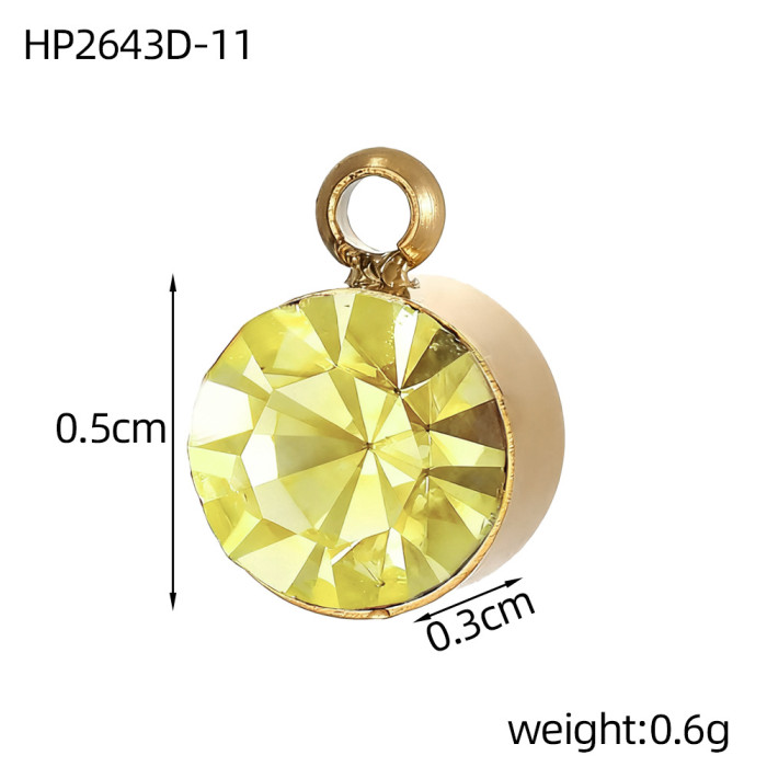 Twelve Birthstone Round Zircon Stainless Steel DIY Necklace Pendant Accessories Wholesale