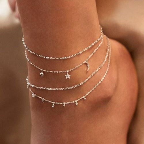 European and American Multi-layer Star Moon Rhinestone Anklet Cross-border Personality Foot Jewelry Fashion Jewelry Versatile Foot Jewelry HZS2239