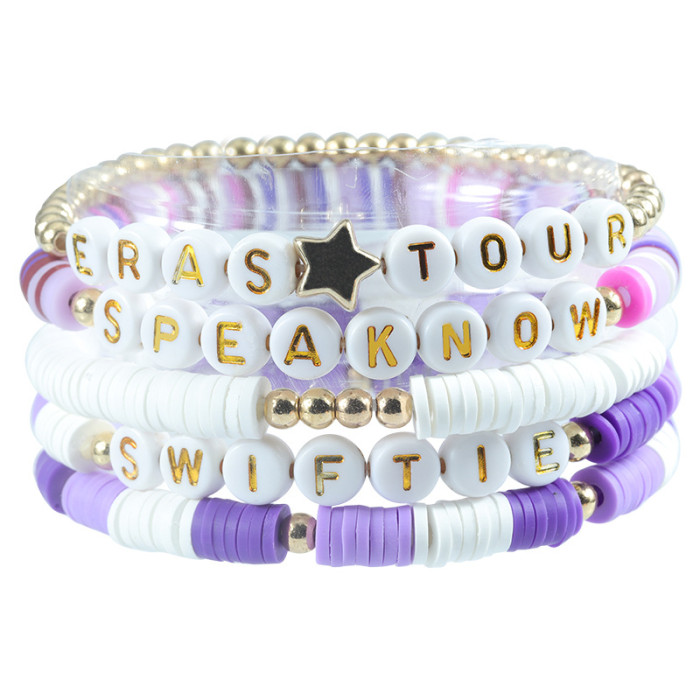 Amazon Taylor Fan Bracelet Elastic Personalized Colorful Letter Multi-layer Beaded Jewelry Set Manufacturer In Stock