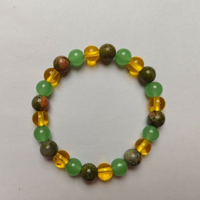 Cross-Border New Amazon Temu Hot-Selling Yellow Crystal Green Aventurine 8mm Beaded Bracelet Temu Cross-Border Hot-Selling