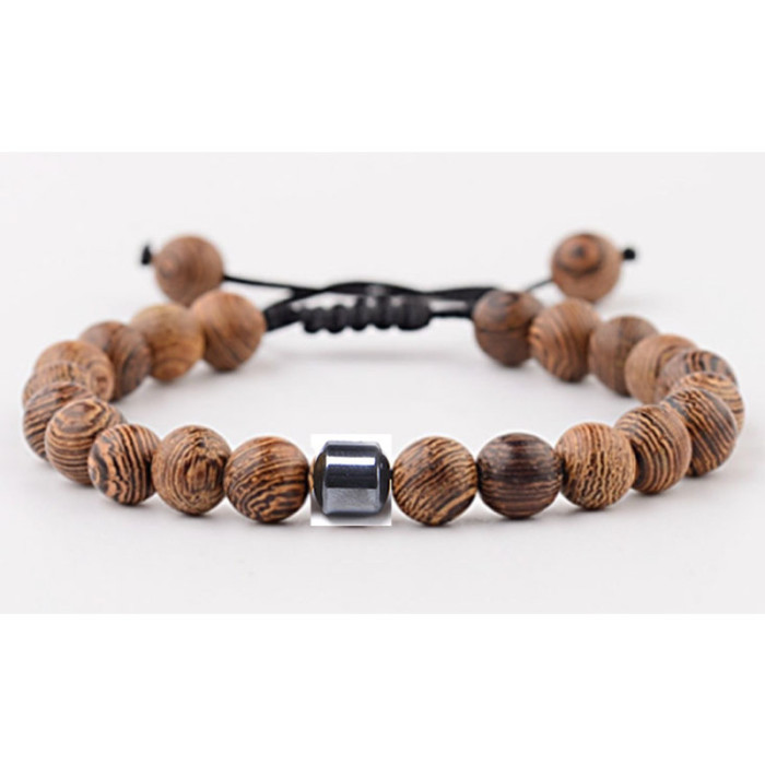 Cross-Border New Style Map Tiger Eye Stone Braided Bracelet White Pine Volcanic Stone Adjustable Accessories Hematite Bracelet