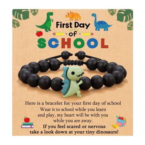 Children's Jewelry Dinosaur Bracelet Green Aventurine Adjustable Black Matte Cartoon Resin Woven Bracelet Amazon Jewelry