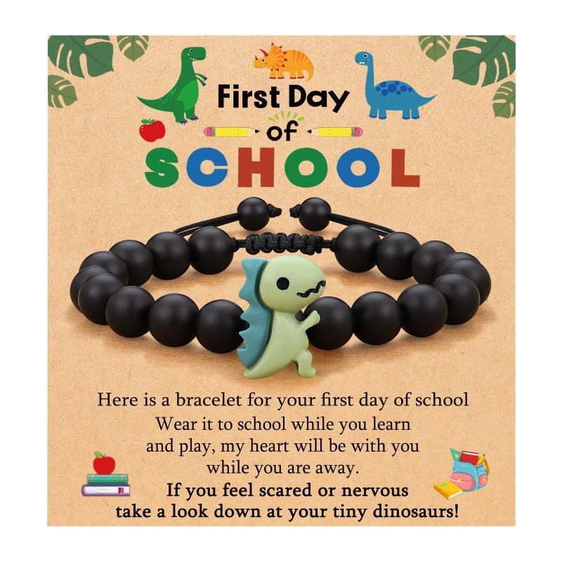 Children's Jewelry Dinosaur Bracelet Green Aventurine Adjustable Black Matte Cartoon Resin Woven Bracelet Amazon Jewelry