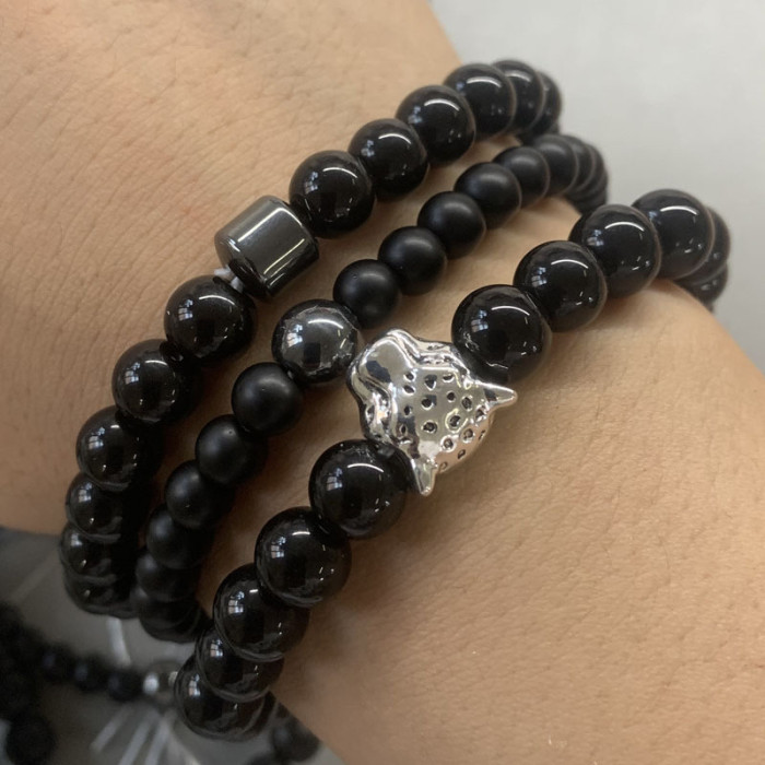 Cross-Border Foreign Trade Fashion Luxury Charm Men's Bracelet Zircon Stone Handmade Beaded Bracelet and Bangle Wholesale