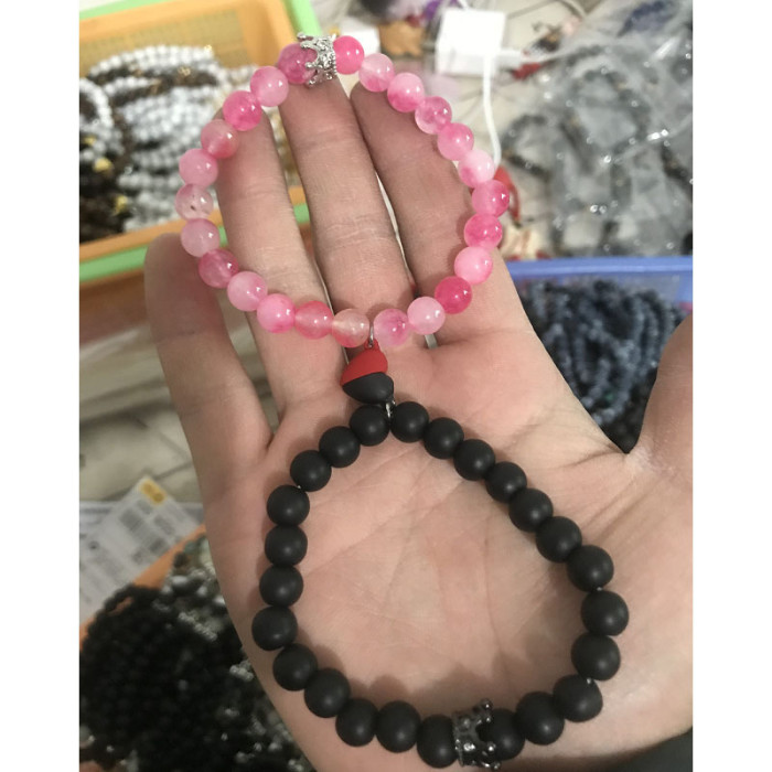New Arrival Heart-Shaped Magnetic Stone Qixi Festival Couple Bracelet Cross-Border Exclusive Magnetic Tiger Eye Stone Volcanic Stone Bracelet