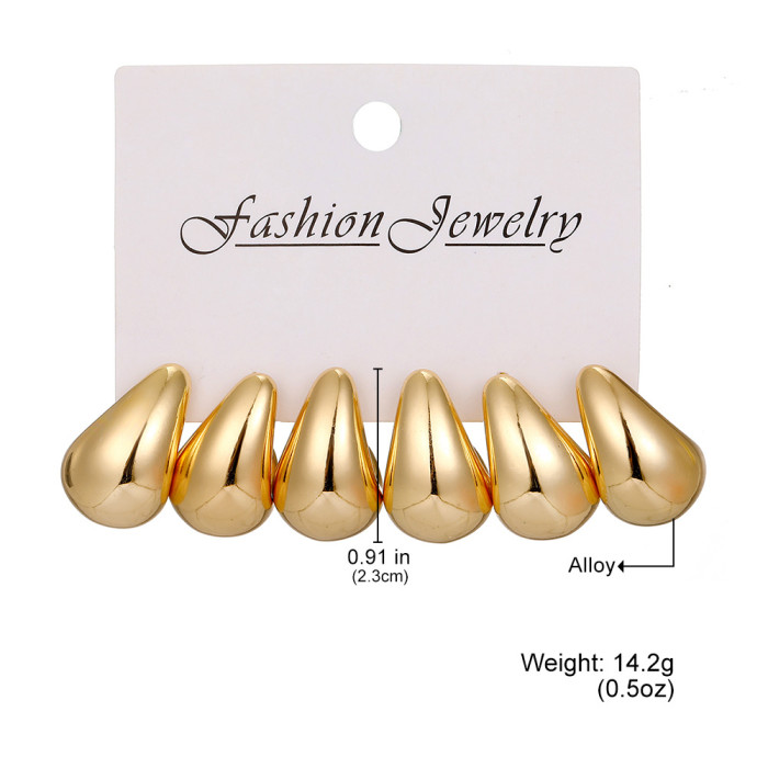 Amazon Hot-Selling Water Drop Earring Set Niche High-End Design Sense Stud Earrings Fashionable Versatile Commuting E...