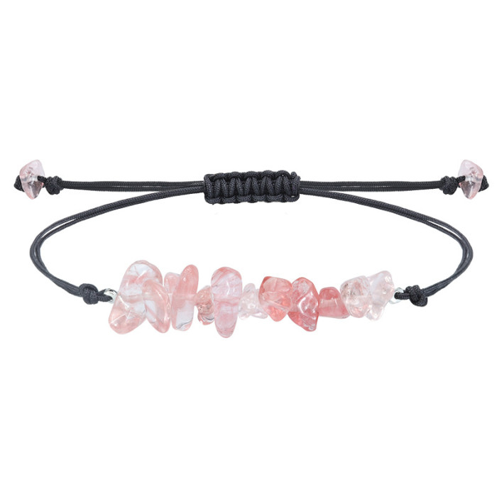 Amazon Hot-Selling Crushed Stone Bracelet INS Style Yellow Crystal Pink Crystal Raw Stone Bracelet Amethyst Beaded Bracelet In Stock