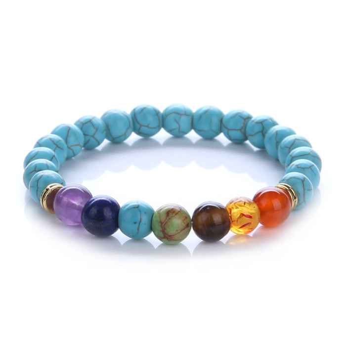 Cross-Border Exclusive Colorful Volcanic Stone Yoga Bracelet Wholesale Agate Bracelet Amethyst Jewelry Amazon Hot Item