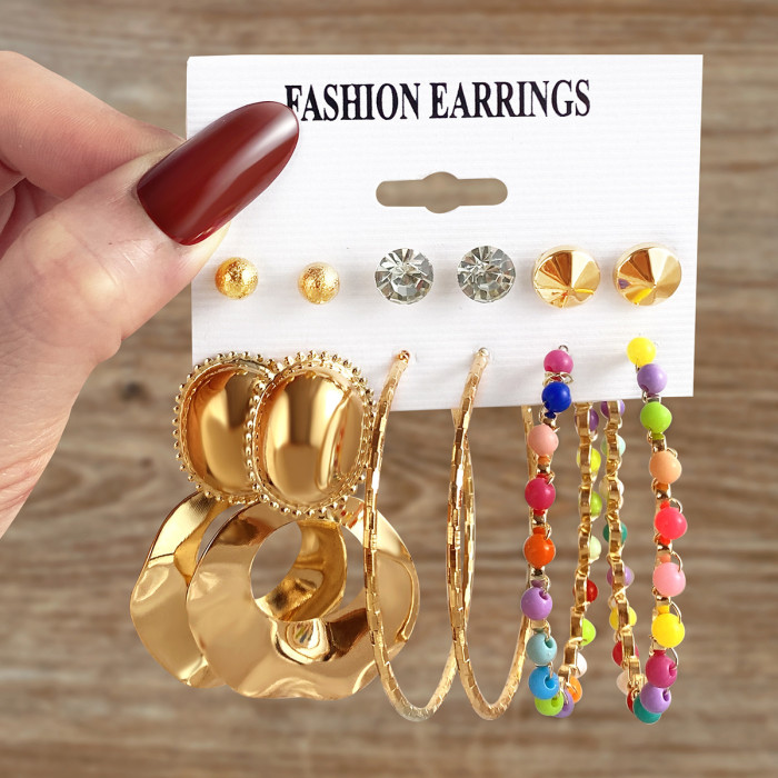 New Metal Earrings High-End Sense Ear Hoop Square Geometric Earrings Vintage Pearl Earrings Earrings