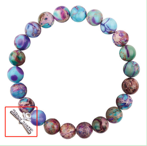 Cross-Border New Pink Zebra Red Vein Stone Pink Quartz African Turquoise Bracelet Pink Zebra Graduation Season Compass Bracelet