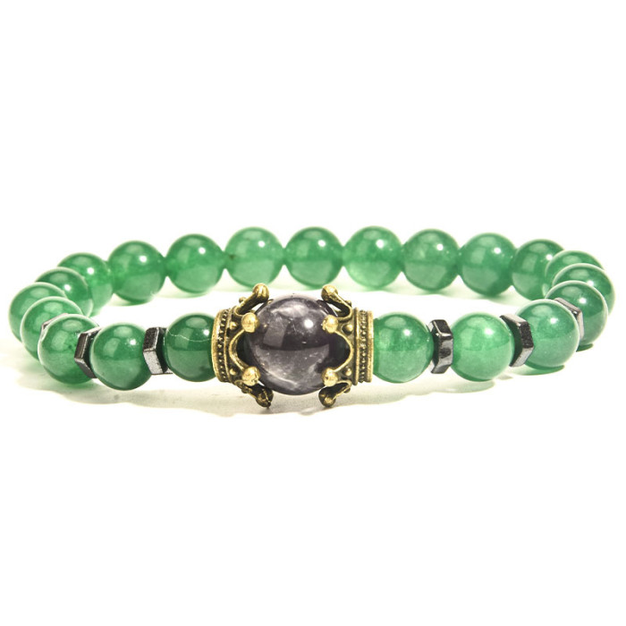 Cross-Border New Charm Men's Bracelet Fashion Luxury Alloy Crown Tiger Eye Stone Bead Bracelet Jewelry for Men