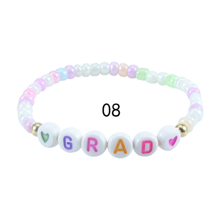 Colorful Rice Beads Elastic Cord Beaded Letter Bracelet Beach Vacation Style Bracelet Wholesale Couple Bracelet
