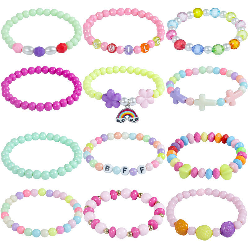Cross-Border Children's Bracelet Heart Star Acrylic Candy Girl Dopamine Color Stone Bracelet Friend Gift Wholesale