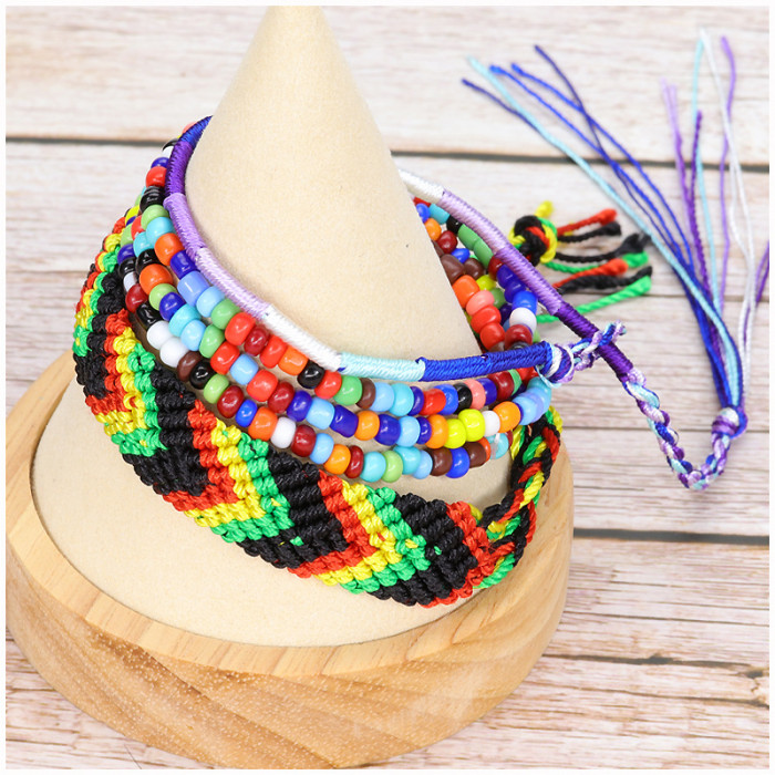 Amazon Hot-Selling VSCO Girl Bracelet Graduation Season Party Wear Handmade Woven Friendship Bracelet 5-Piece Set