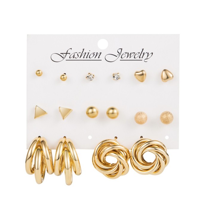 Korean Jewelry Circle Earrings Creative Vintage Pearl Earrings Set of 5 Acrylic Butterfly Pendant Earrings, Jewelry Sets
