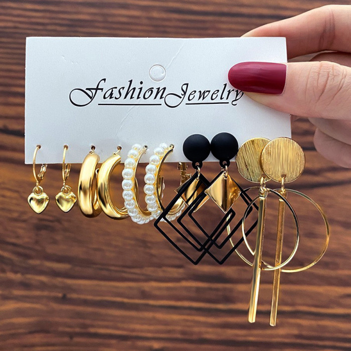 Source New Triangle Shape Hoop Earrings Set Creative Retro Fashion Alloy Earrings, Jewelry Sets