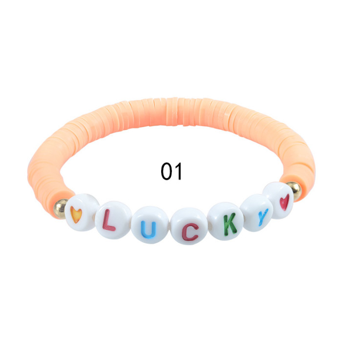Cross-Border Hot-Selling Soft Clay Letter Bracelet Colorful Beads Elastic Bracelet Foreign Trade New Hand Jewelry In Stock Taylor Bracelet