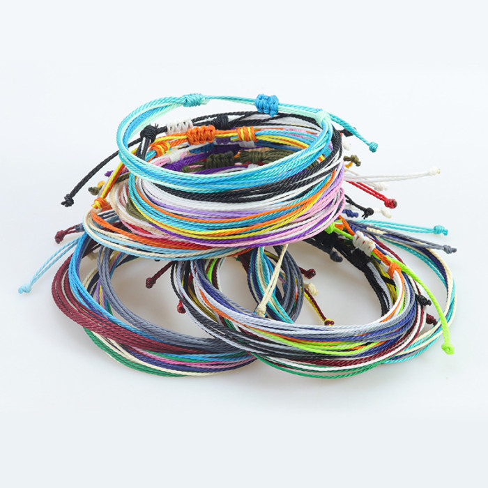 TEMU Source Bohemian Style Waterproof Wax Thread Braided Anklet Summer Beach Surfing Foot Rope Wholesale