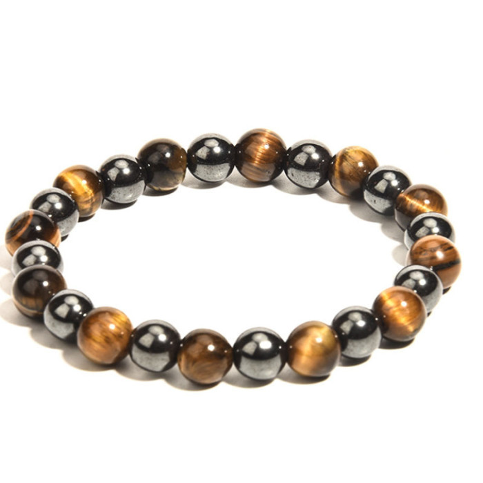Cross-Border Men's Bracelet Tiger Eye Stone Black Gallstone Imitation Obsidian Bracelet Amazon AliExpress Cross-Border Jewelry Wholesale