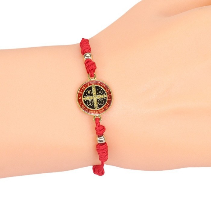Red Rope Braided St. Benedict Bracelet StBenedict Bracelet Religious Virgin Mary Bracelet in Stock