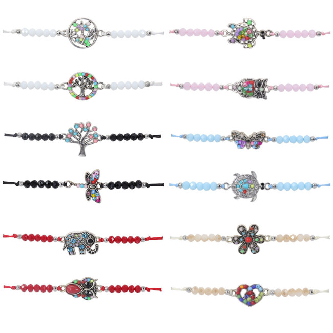 New Crystal Colorful Bead Inlaid Butterfly Dragonfly Insect Bracelet Turtle Elephant Animal Jewelry Factory In Stock
