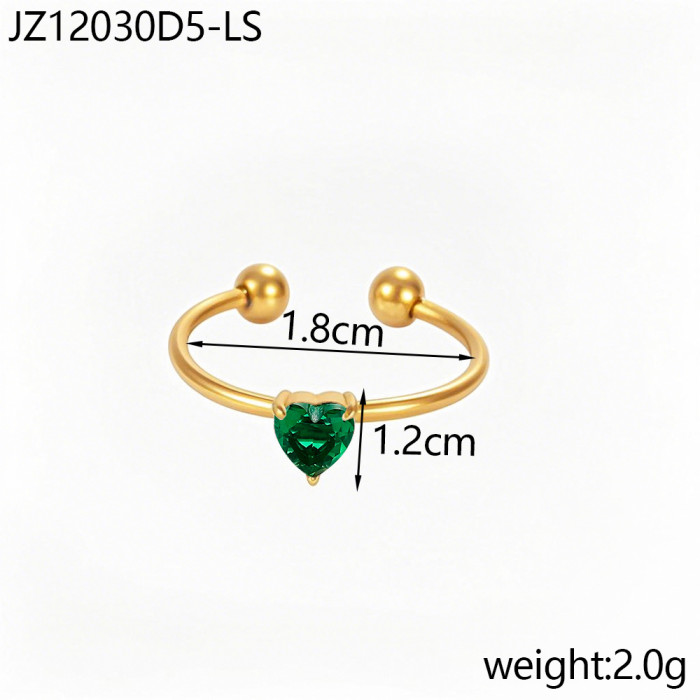 Cross-Border Hot-Selling Aperture Ring Zircon Inlaid Open Ring Stainless Steel Ins Birthstone Twisted Tail Ring