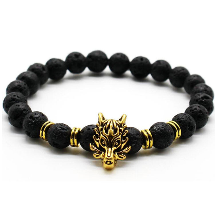 Men's Volcanic Stone Bracelet Dragon Ornament Elastic Stone Bracelet Wholesale Cross-Border Hot-Selling Small Accessories
