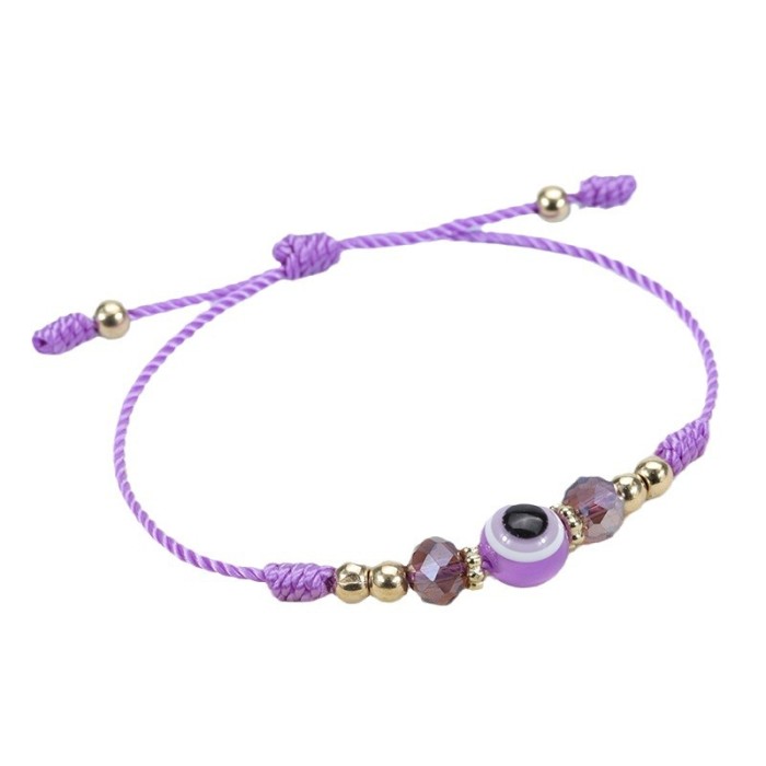 Amazon Hot-Selling Demon Eye Bracelet Crystal Beads Boys Girls Lucky Adjustable Woven Bracelet