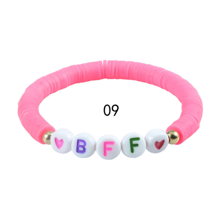 Cross-Border Hot-Selling Soft Clay Letter Bracelet Colorful Beads Elastic Bracelet Foreign Trade New Hand Jewelry In Stock Taylor Bracelet