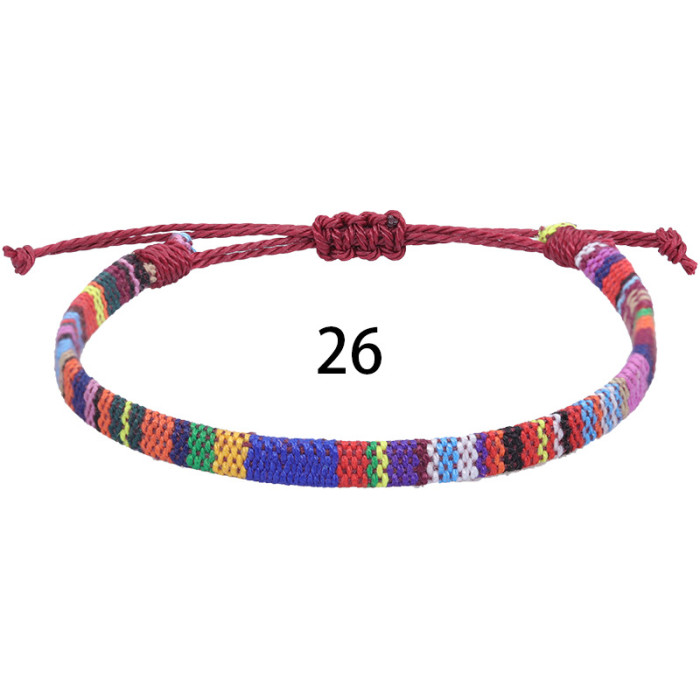 Amazon Hot-Selling Nepali Style Cotton and Linen Woven Rainbow Anklet Versatile Colorful Adjustable Ankle Rope