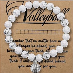 Cross-Border New Product 8mm Volleyball Football Pink Zebra Heart Braided Bracelet Elastic Cord Bracelet Amazon Wholesale