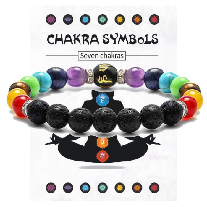 Amazon Summer Hot-Selling Seven Meridian Bracelet Non-Fading Tiger Eye Woven Yoga Wheel Beaded Bracelet Handmade