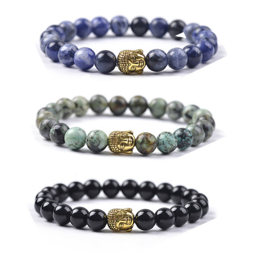 Amazon AliExpress New Tiger Eye Stone Bracelet Black Onyx Volcanic White Pine Blue Vein Stone Unisex Accessories Bracelet