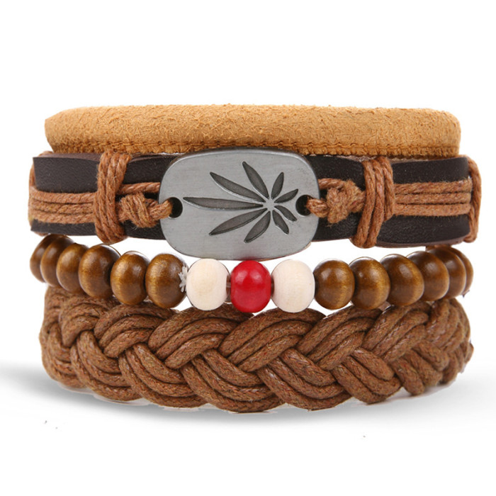 European and American Cross-Border Jewelry Simple Women's Handmade Woven Bracelet Men's Leather Bracelet Wholesale Cheap Hand Ring Hand Jewelry