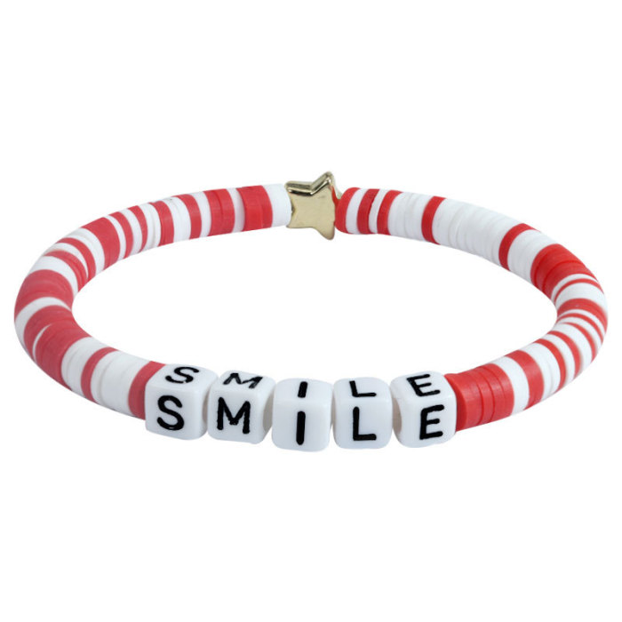Hot-Selling Colorful Soft Clay Letter Bracelet for Teenagers DIY Elastic Friendship Bracelet Customizable Words