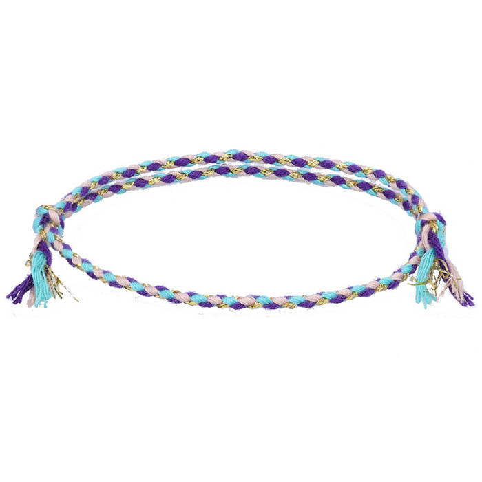 Cross-Border New Simple Peace Buckle Four-Strand Colorful Hand Rope Wenwan Thread Bracelet Handmade Woven Red Rope Bracelet