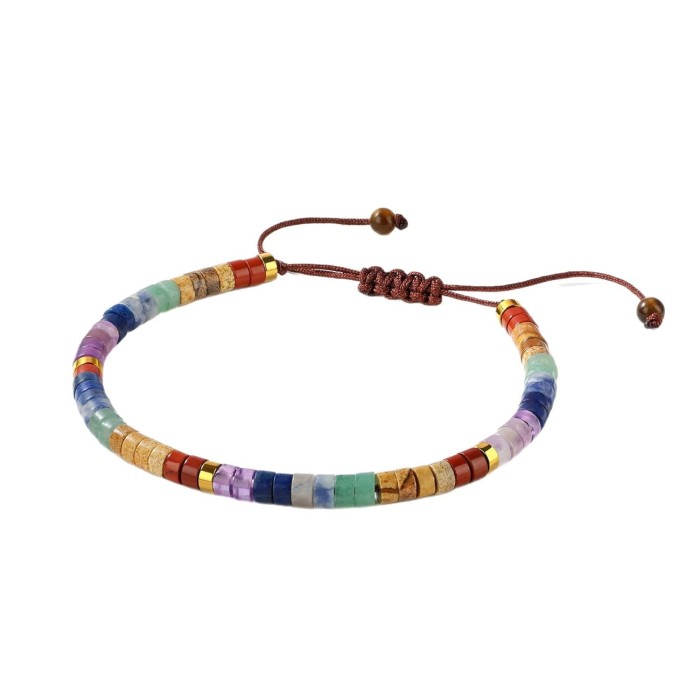Cross-border Women's Colorful Natural Stone Woven Bracelet Inspirational Gift Adjustable Bracelet for Men and Women