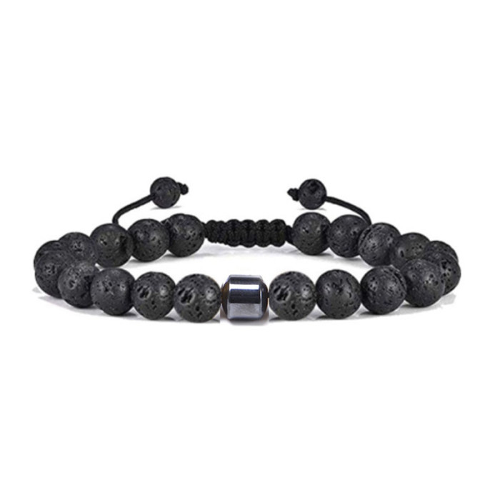 Cross-Border New Style Map Tiger Eye Stone Braided Bracelet White Pine Volcanic Stone Adjustable Accessories Hematite Bracelet