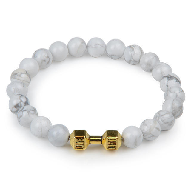 Volcanic Lava Dumbbell Bracelet Tiger Eye Stone Blue Turquoise White Turquoise Bracelet Women Men Jewelry Cross-Border Hot Sale