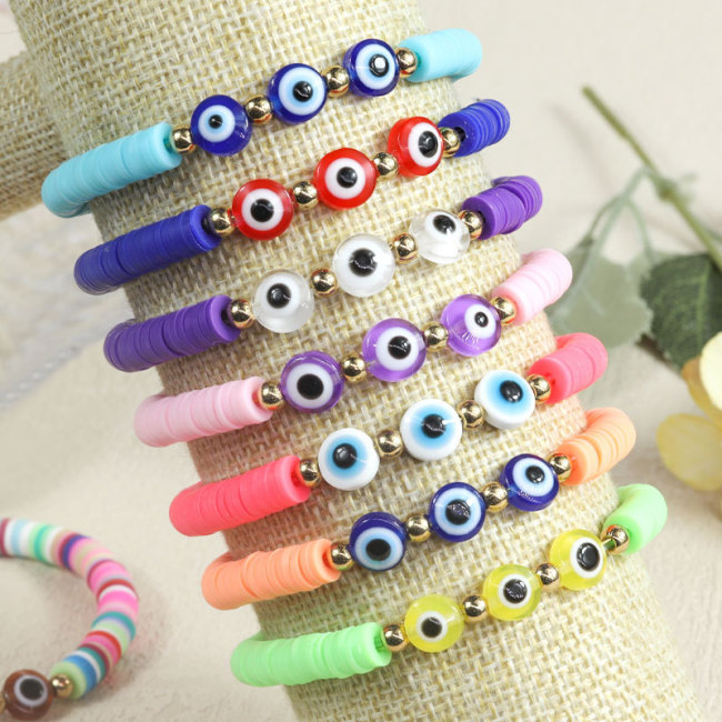 Cross-Border Hot Selling Devil's Eye Soft Clay Bracelet Amulet Bracelet Parent-Child Gift Bracelet