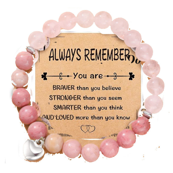Cross-Border New Pink Zebra Red Vein Stone Pink Quartz African Turquoise Bracelet Pink Zebra Graduation Season Compass Bracelet